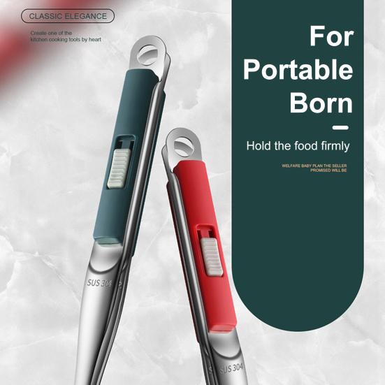 Useful Sturdy Construction Hanging Hole Lightweight Food Serving Grill Food Tongs for Kitchen Grilling Clip