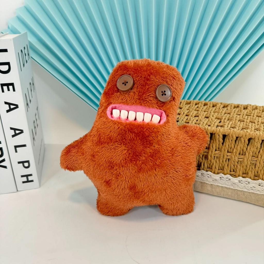 Adorable Plush Tooth Monster Doll Soft Toy In Black Green Brown And Gray For Christmas