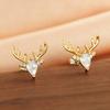 Exquisite Christmas Elk Stud Earrings Douyin New Christmas Wind Antlers, Slightly Inlaid With Water Droplets Zircon Earrings