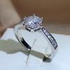 New Fashion Jewelry Zircon Round Wedding Rings For Women Girl 925 Stamp Six-claw Full Of Diamond Jewelry Wholesale