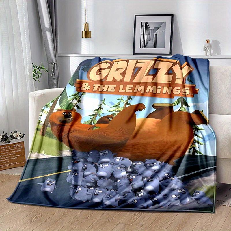 1pc, Grizzy & The Lemmings: Cozy Throw Blanket, Perfect for Home Decor, Couch Cover, Outdoor Use, Gifts, Flannel Blanket, Ideal for Bedroom, Living Ro