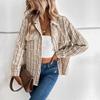 Camicette e camicie con collo a POLO a maniche lunghe con stampa a righe autunno inverno casual alla moda da donna