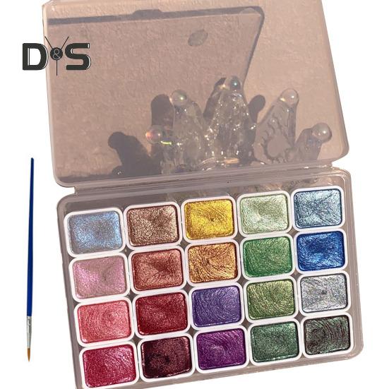 20/24 barev Sada akvarelových barev Bezešvé míchání Vysoce průhledná distribuce jemného pigmentu Přenosná paleta přírodní gumy