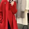 Designer Unregelmäßiger Ein-Knopf Doppelseitiger Chili-Roter Mantel