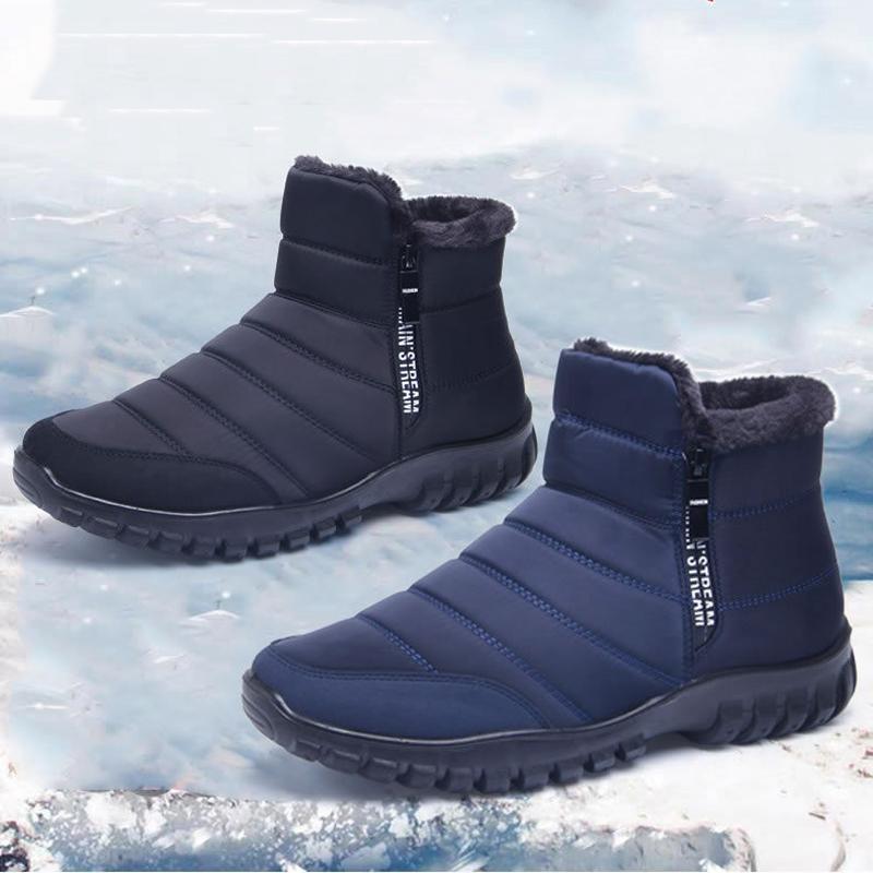 Waterproo Winter Boots Men Plush Warm Snow Boots Men Flat Casual Winter Shoes Non-Slip Ankle Boots Cotton Boots Large Size 47