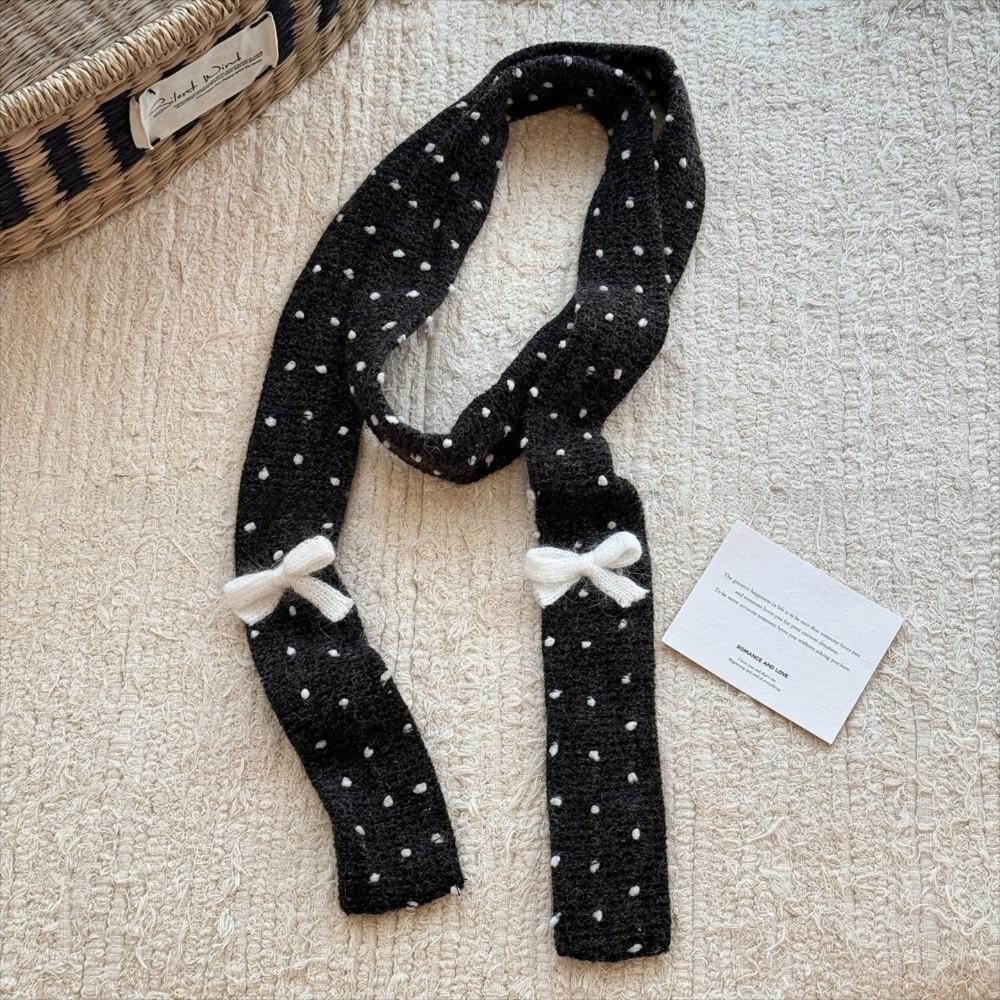 Harajuku Strickschal Punktmuster Lange Schmale Schals Einfache Schleife Wolle Schal Outdoor