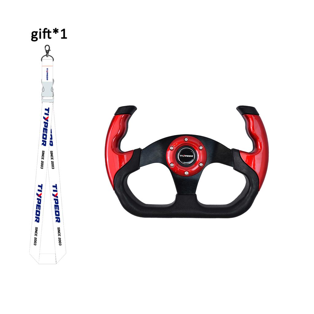 TIYPEOR Sport Racing 13Inch 330mm Flat Drift Steering Wheel D-Type PU Universal
