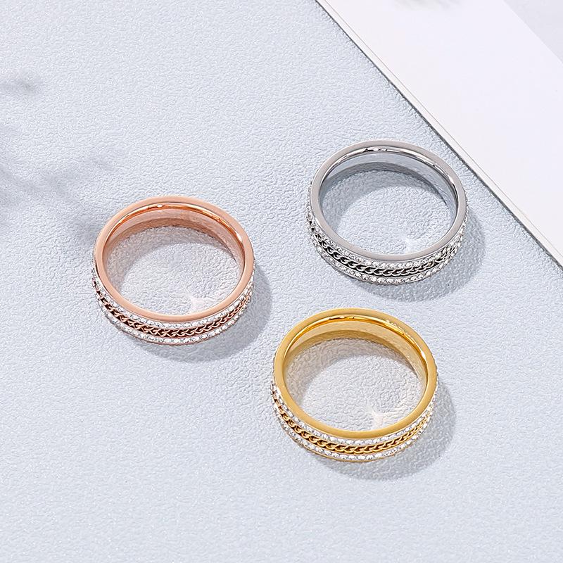 Kalen Women's Titanium Steel Diamond Rings - Single/Double Row, Simple Inlaid Design