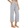 Women Cropped Pants High Waisted Straight Wide Leg Casual Pants with Pockets Loose Fit Vacation Office Trousers