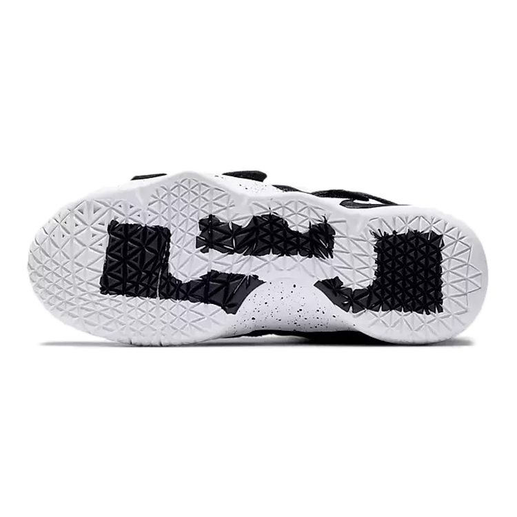 Nike Zoom Soldier 11 Runde Zehenpartie Flache Sohle Rutschfest Stoßdämpfend High Top Kinder Basketballschuhe Kinder Basketballschuhe Schwarz Weiß AJ6985-002