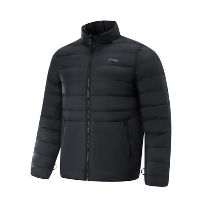 Jaqueta de Penas 3 em 1 Casual Confortável com Capuz Corte Solto Li Ning Masculina Outerwear Preto AWBU029-1