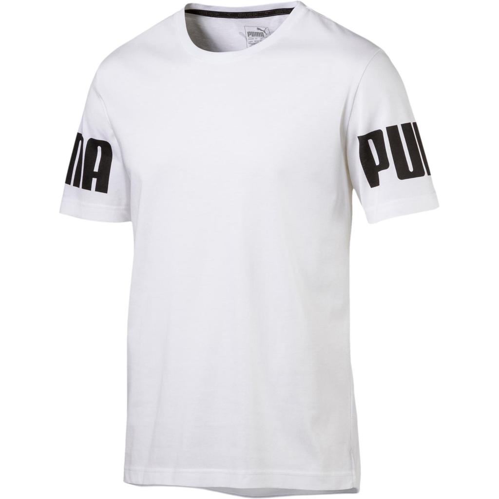 Puma Rebel Logo Print Short Sleeve T-Shirt Men Tops White 584744-57