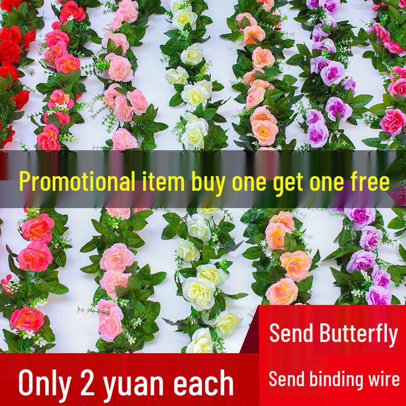 Artificial Rose Vine Garland for Air Conditioning Pipe Decoration