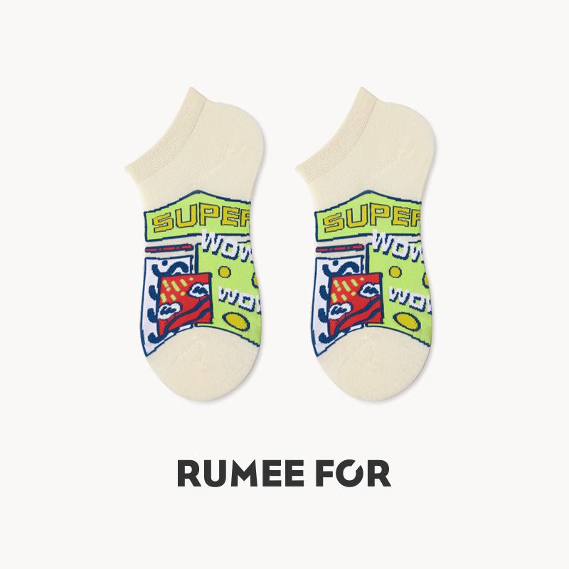 5 Pairs of Female Spring and Autumn Thin Shallow Mouth Low Top Sweat Breathable Cotton Boat Socks