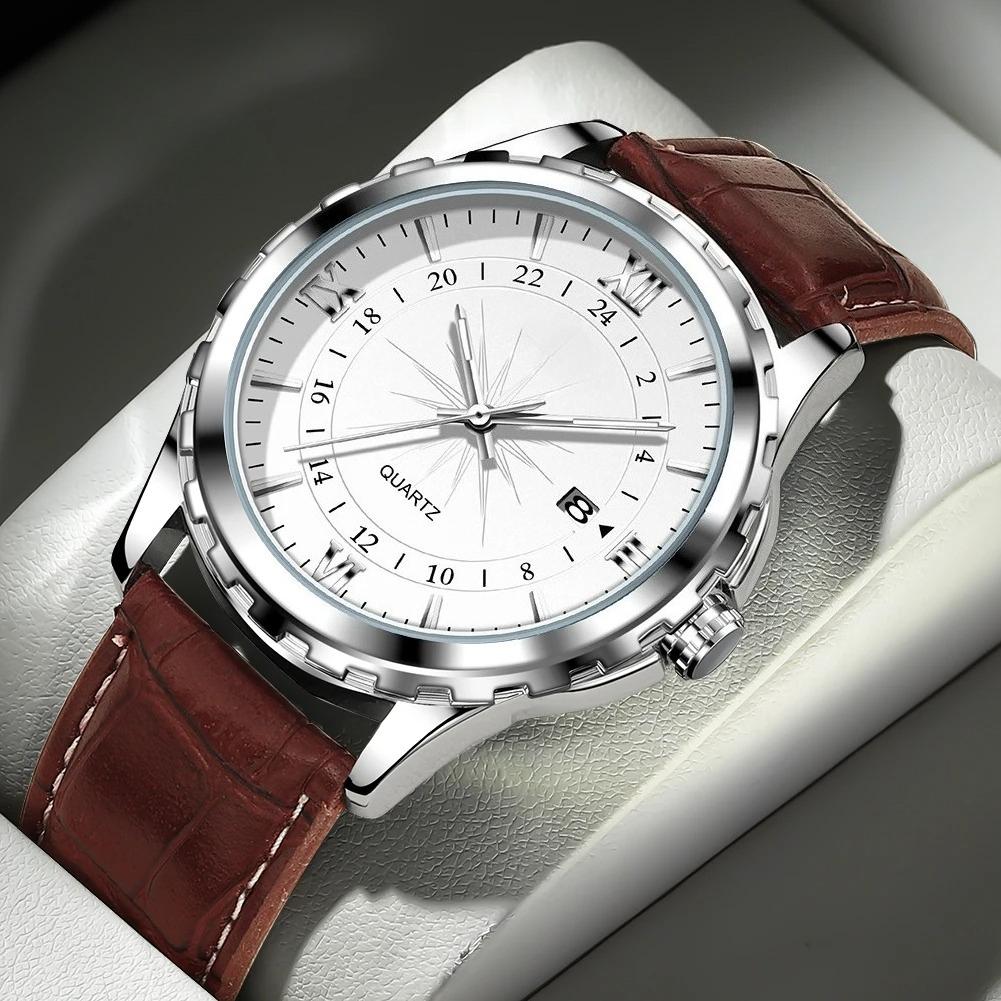 

Men Waterproof Luminous Watch Stainless Steel Belt Dual Calendar Men s Quartz Wristwatch