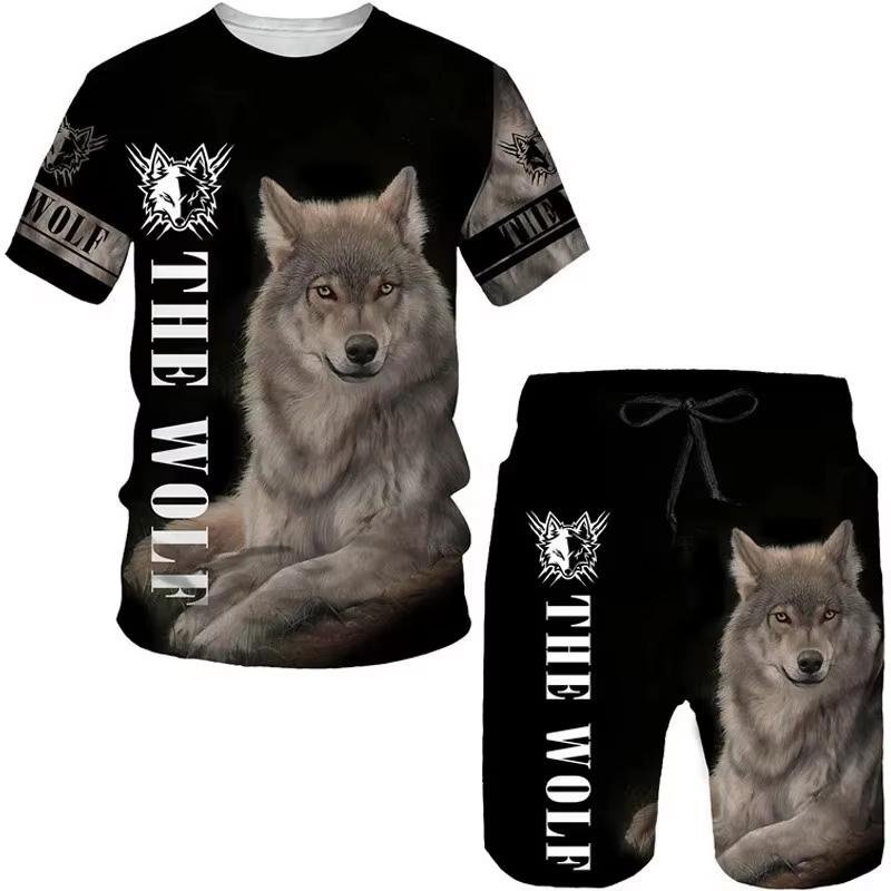 Men s Clothing 3d Printed Wolf Animal Men T-Shirts Shorts Men s Set  Men Sportswear Set Men s Beach Outfits Men s T-Shirt Set S