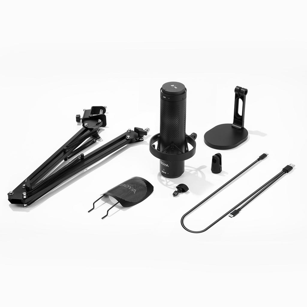 Wired Microphone with Desktop Stand K9 108Db Rgb Usb-C - Black