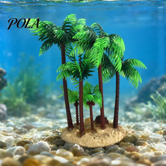 Artificial Coconut Tree Aquarium Plants, Miniature Plastic Trees, Safe Fish Tank Turtle Decoration Plants for Betta Shrimp Turtles Tropical Decor