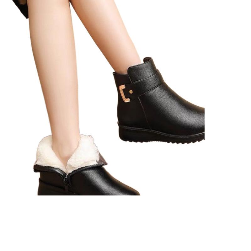 Mom velvet autumn and winter non-slip warm elderly short boots middle-aged and elderly women's shoes mother shoes cotton shoes leather shoes winter s