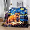1PC Cat On Book, Night Sky Print Adult Children Warm Blankets Home Travel Car Soft and Comfortable Suitable for All Seasons