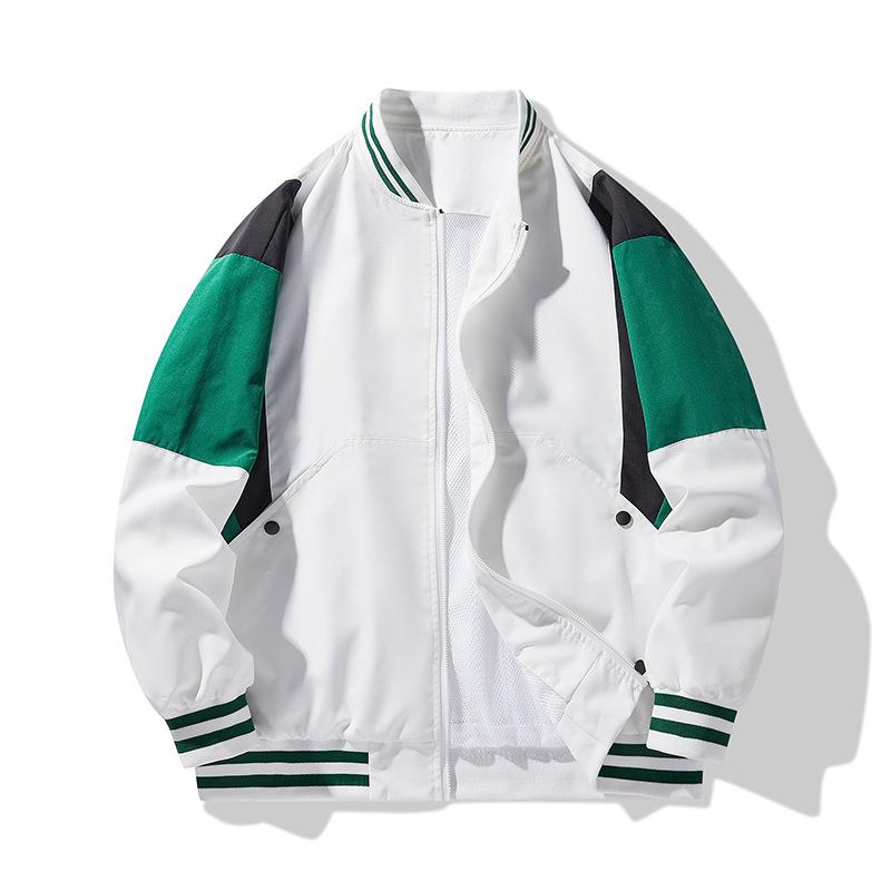 Jacket Men's Stand-up Collar Spring, Autumn and Winter Color Matching Student Teenagers Splicing Contrasting Color Loose Sports Leisure