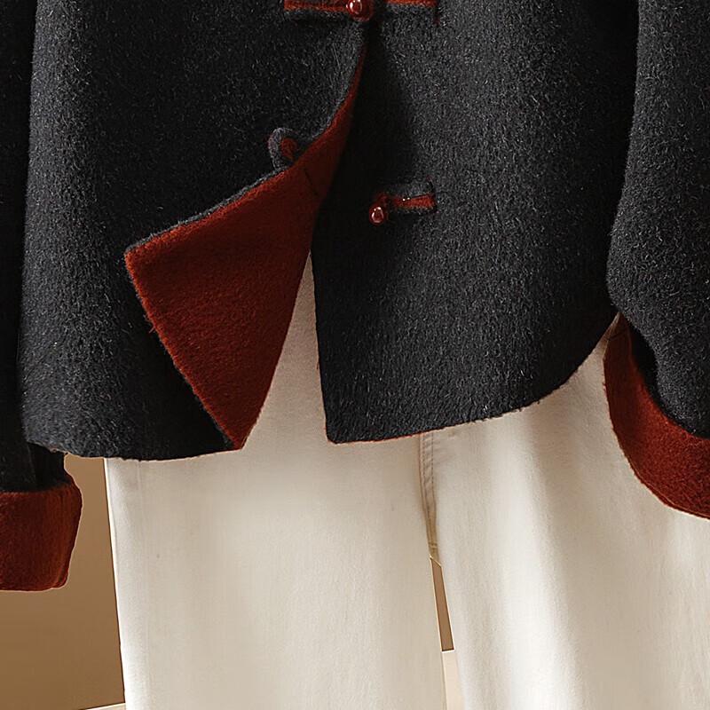 Women's New Chinese Style Merino Wool Color-blocked Jacket
