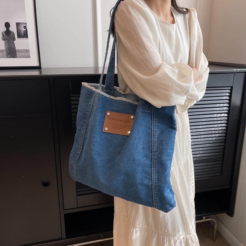 Geantă Denim Geantă de umăr pentru femei Geantă tote de mare capacitate