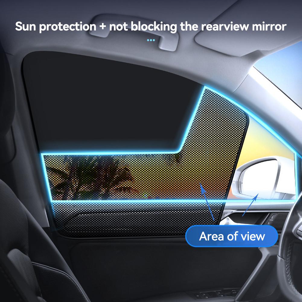 Magnetic Car Sun Shade Curtain Dual- layer Mesh Window Shade Sun Protection Heat Blocking