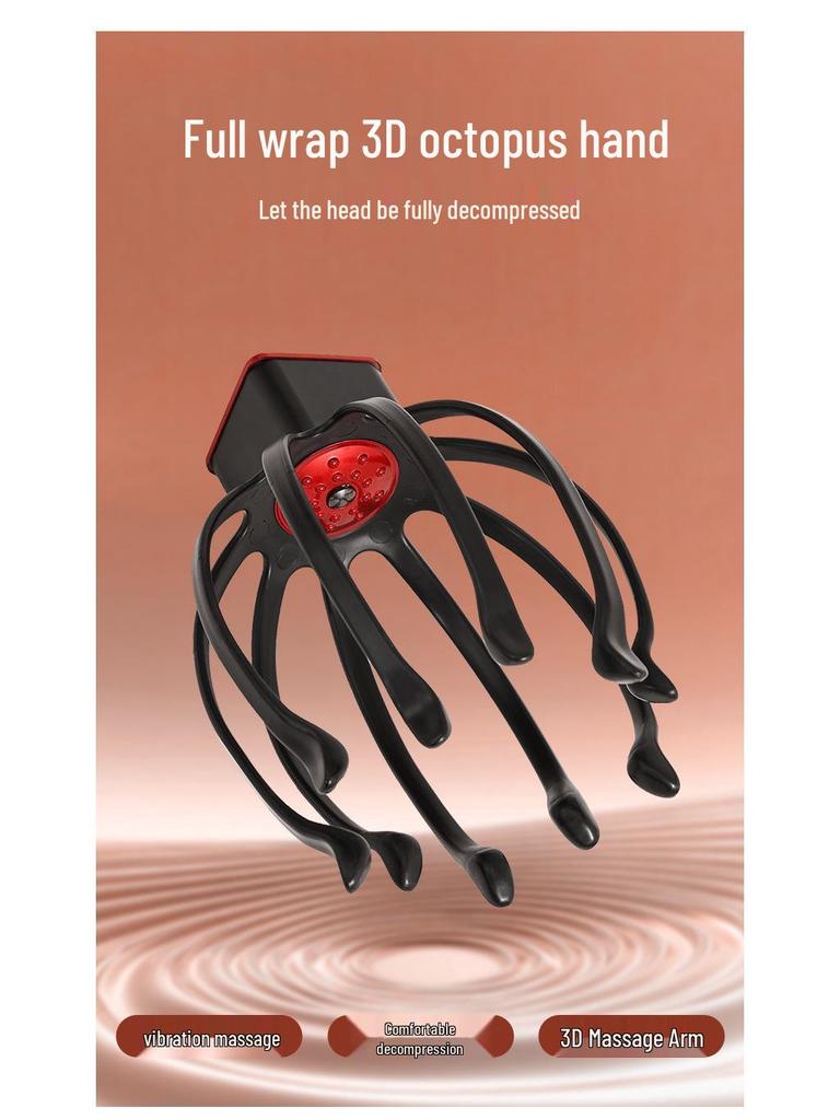 Automatisches Kraken Kopfhautmassagegerät: Kopfvibration, Reinigung, Entspannung und Einschlafhilfe