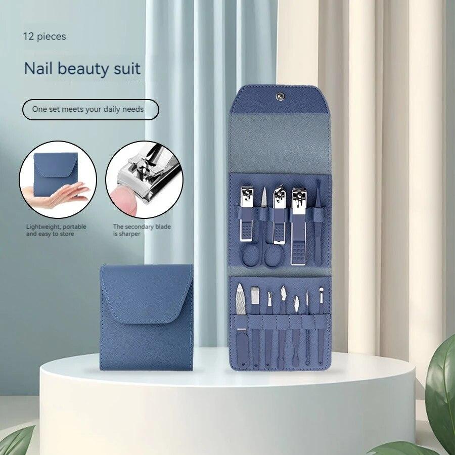 

Складная сумка Набор щипчиков для ногтей 12 предметов Набор маникюрных инструментов из нержавеющей стали щипчики для ногтей педикюрный набор для ногтей синий