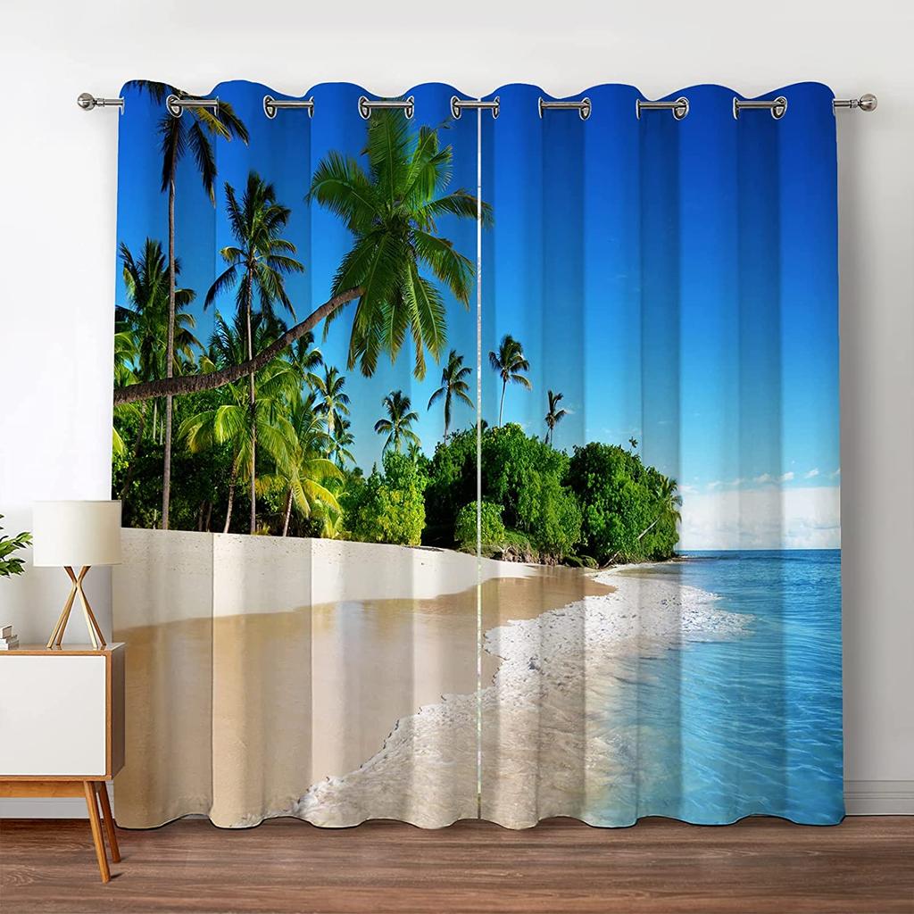 Rideau Photo Personnalisé Motif Palmier - Impression 3D - Sur Mesure Pour Toutes Les Pièces