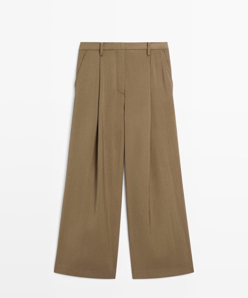 Masimodutti Crop Wide Leg Fluid Pants