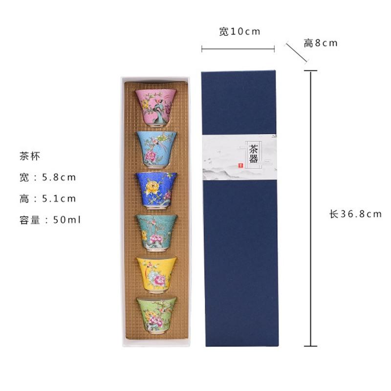 6Pcs Blue and White Ceramic Kung Fu Tea Cup Set Porcelain Afternoon Teacup Espresso Cups Japanese Pottery Tea Bowl Coffee Cup