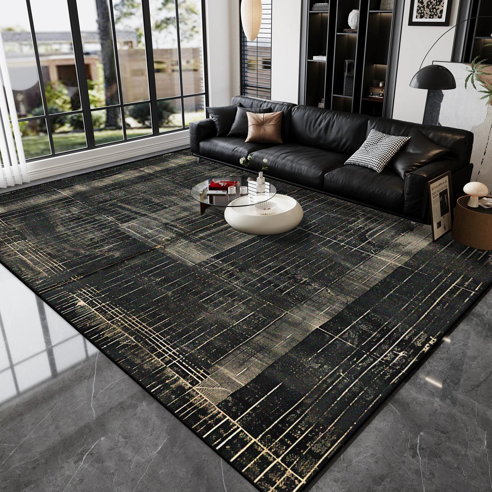 

Абстрактный ковер Черно-белый Модный Ковер для Гостиной Большие Ковры Современное Украшение Нескользящие Ковры Спальня Легко Чистить Мягкие Коврики 60*90cm