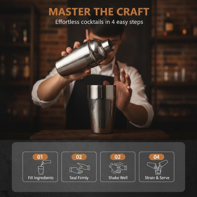 5/6 Peças Coqueteleira de Aço Inoxidável Ferramentas de Bartending Kit de Bartender Coqueteleira Martini Conjunto Misturador de Bebidas Com Bolsa de Armazenamento