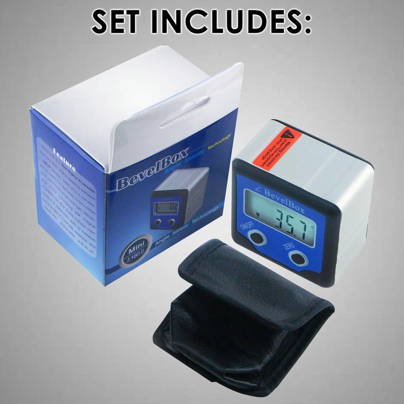 

Bevel Box Angle Finder Protractor Magnetic Base Inclinometer Measurement Tool for Table Setting Band Saw Mitre