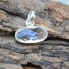 Oval Rose Cut White Topaz Gemstone 925 Sterling Silver Gift Pendant