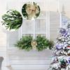 Artificial Leaf Garland with Bow Realistic Faux Greenery Decorative Swag for Door Mantel Tabletop Wall Home Office Indoor Outdoor Use
