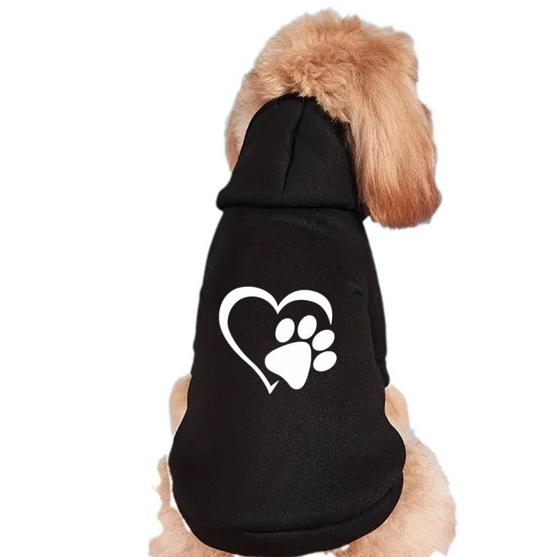 Love print Clothes Winter Dog Hooded Sweatshirt Warm French Bulldog Puppy Coat for Small Medium Dogs Pet Costume Chihuahua Pug