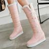 Fashion 2025 Winter Warm Pink White Snow Boots Women Shoes Low Heels Knee High Boots Female Lace-up Platform Plush Long Boats Mujer