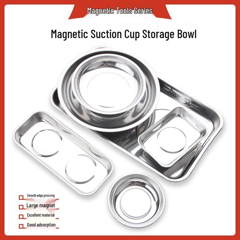 Magnetic Tool Bowl - Stainless Steel Parts Storage In 3, 4, or 6 Inch Sizes for Auto Repair