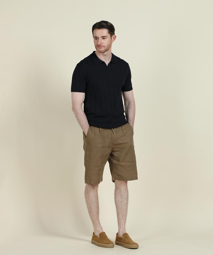 PANICALE Navy Stripe Johnny Collar Polo Knit