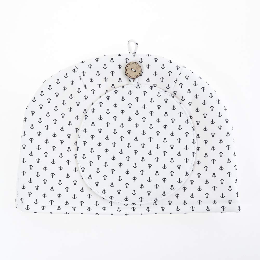 Stylish Tea Cozy Teapot Cover, Anchor and Marine Design, Crafted by Sachiko Kawashima and Akiko Kawashima, Made in Japan, 100% Cotton