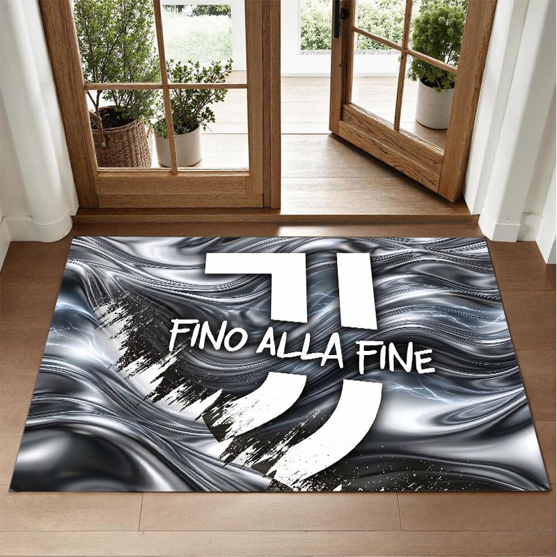 Juventus FC Design Crystal Velvet Rug Soft Decorative Mat for Bedroom Entrance