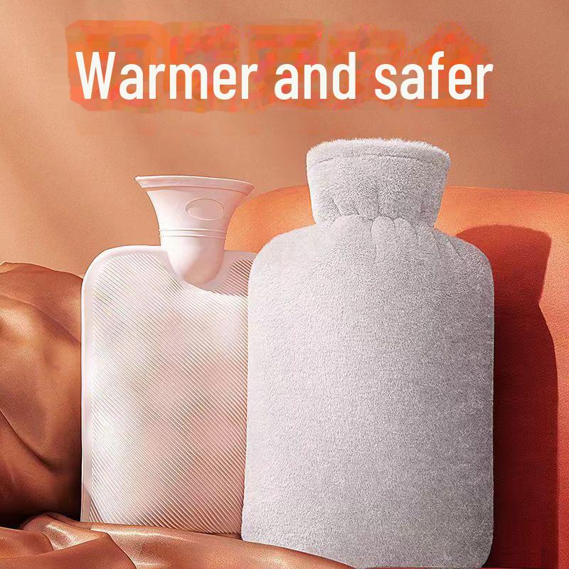 Plush Rabbit Fur Water-Filled Hand Warmer Bag - Thickened PVC Cartoon Design