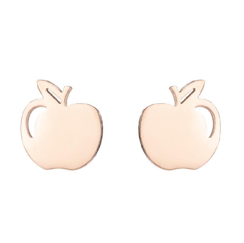 Christmas Eve Stainless Steel Apple Ear Studs for Women - European & American Style