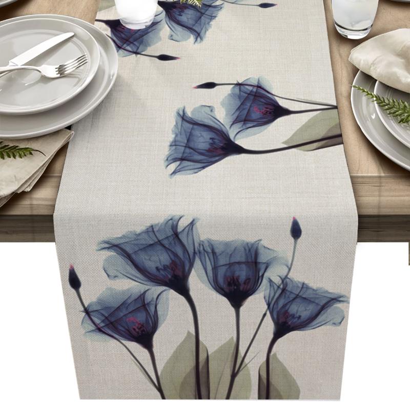 Tulpenblumen-Tischläufer, moderne Tischdecken, Zuhause, Hochzeit, Party, Dekoration, Tischläufer, Küche, Esszimmer, Dekorationen