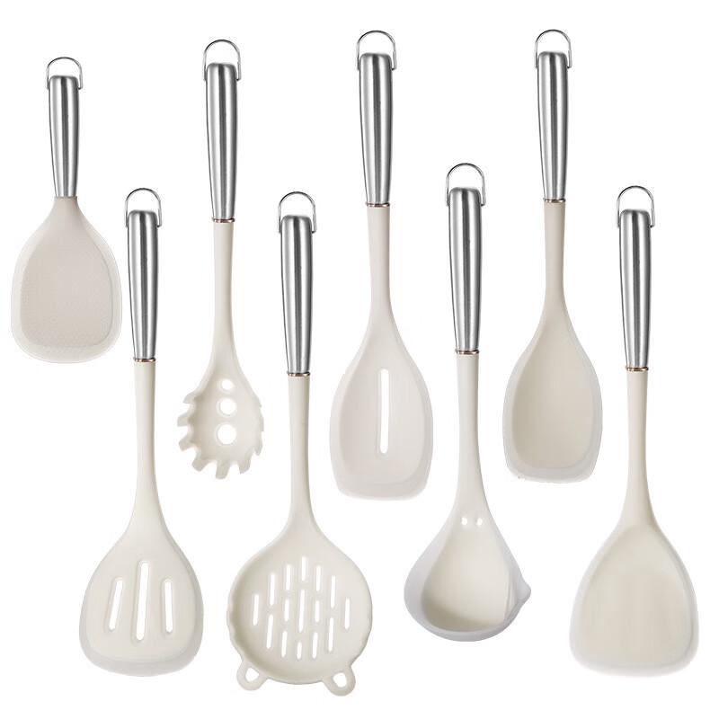

Silicone Kitchen Utensil Set with Stainless Steel Handles