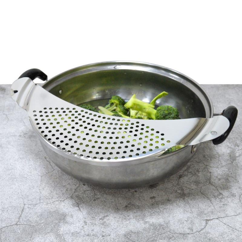 1 stück Edelstahl Wasserfilter Gemüse Abtropffläche Mondförmigen Topf Seite Filter Schlacke Separator Filter Prall Ablauf Platte