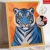 DIY Pearl Embroidery Diamond Painting Kit Blue Tiger Sparkling Beads Art Craft Handmade Decoration Gift for Home